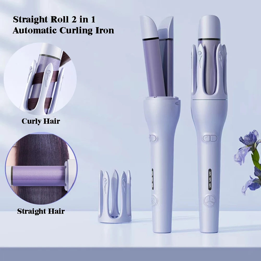 GlamCurl™ 2-in-1 Automatic Hair Curler & Straightener – Fast Heating & Anti-Scald Design