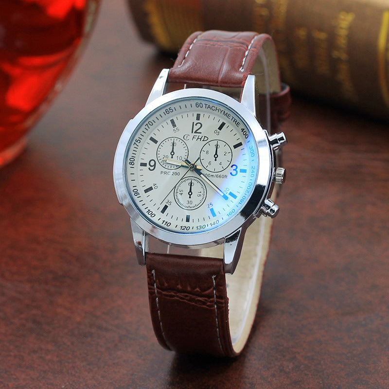 Azure Glass Belt Men's Fashion Gift Quartz Watch