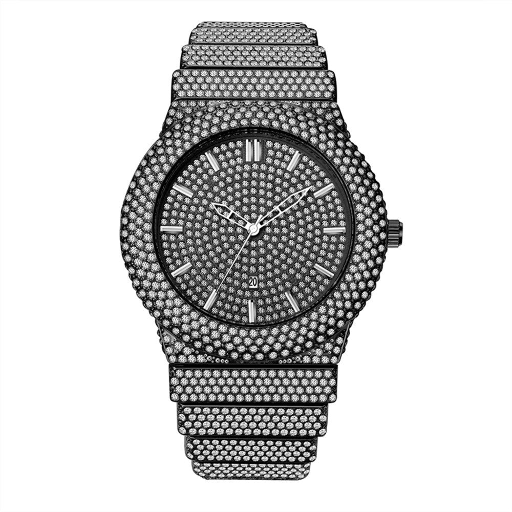 Diamond-Embedded Men's Color Calendar Quartz Watch