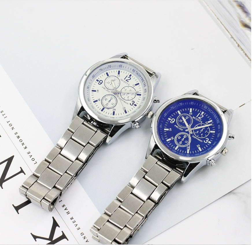 LUXORIS™ Blu-Ray Elegance – Stylish Steel Band Quartz Watch