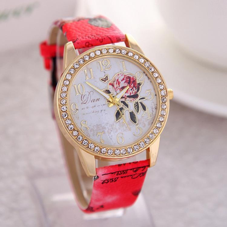 Chinese Style Flower Pattern Ladies Quartz Watch