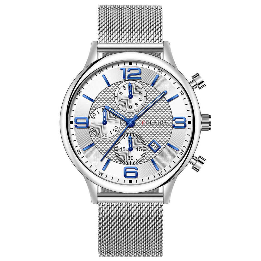 Timeless Mesh Calendar Quartz Watch for Men