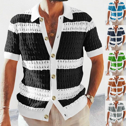 Luxury Breathable Knitted Polo Shirt – Stylish Summer Cardigan for Men