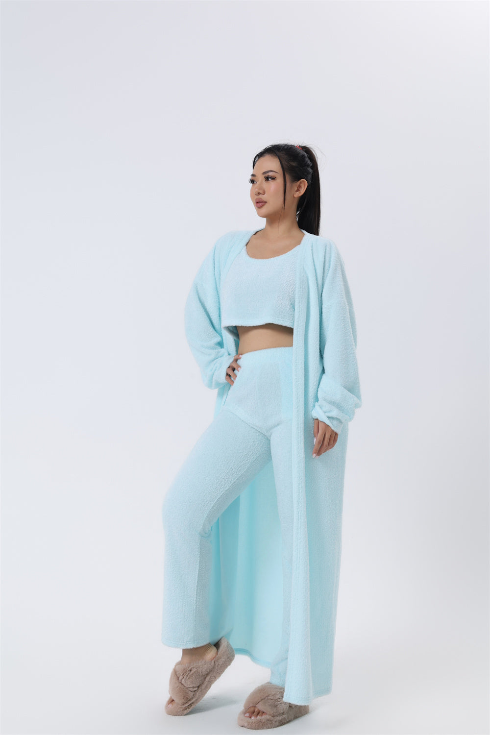 Cozy 3-Piece Lounge Pajama Set – Fluffy & Stylish Winter Wear