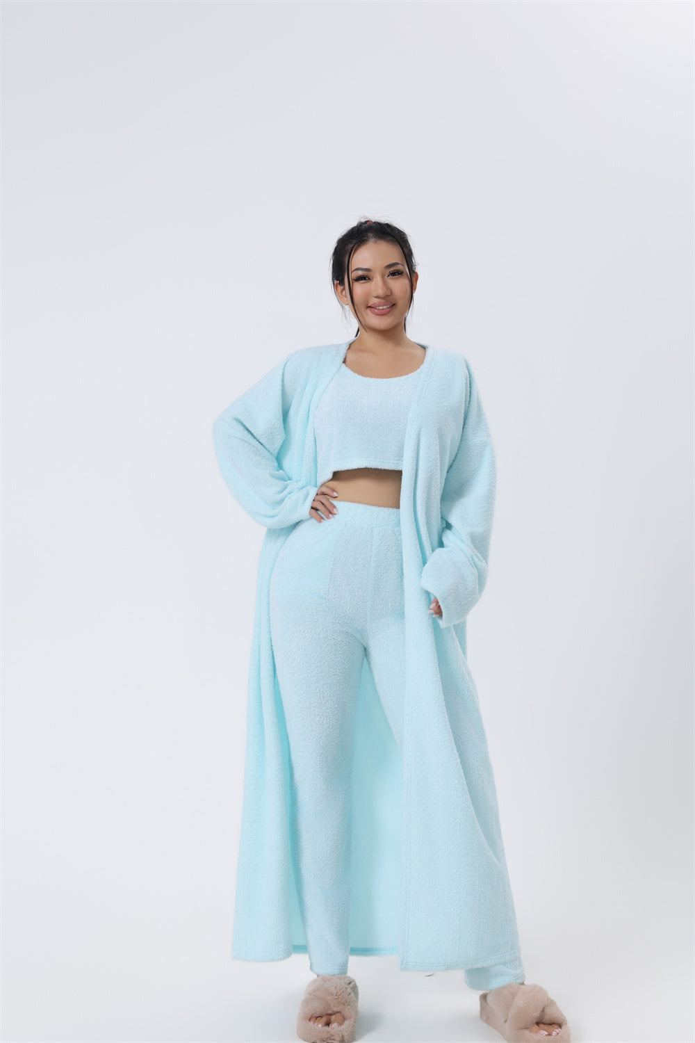 Cozy 3-Piece Lounge Pajama Set – Fluffy & Stylish Winter Wear