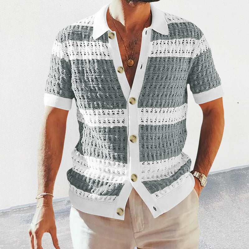 Luxury Breathable Knitted Polo Shirt – Stylish Summer Cardigan for Men