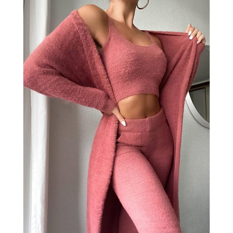 Cozy 3-Piece Lounge Pajama Set – Fluffy & Stylish Winter Wear