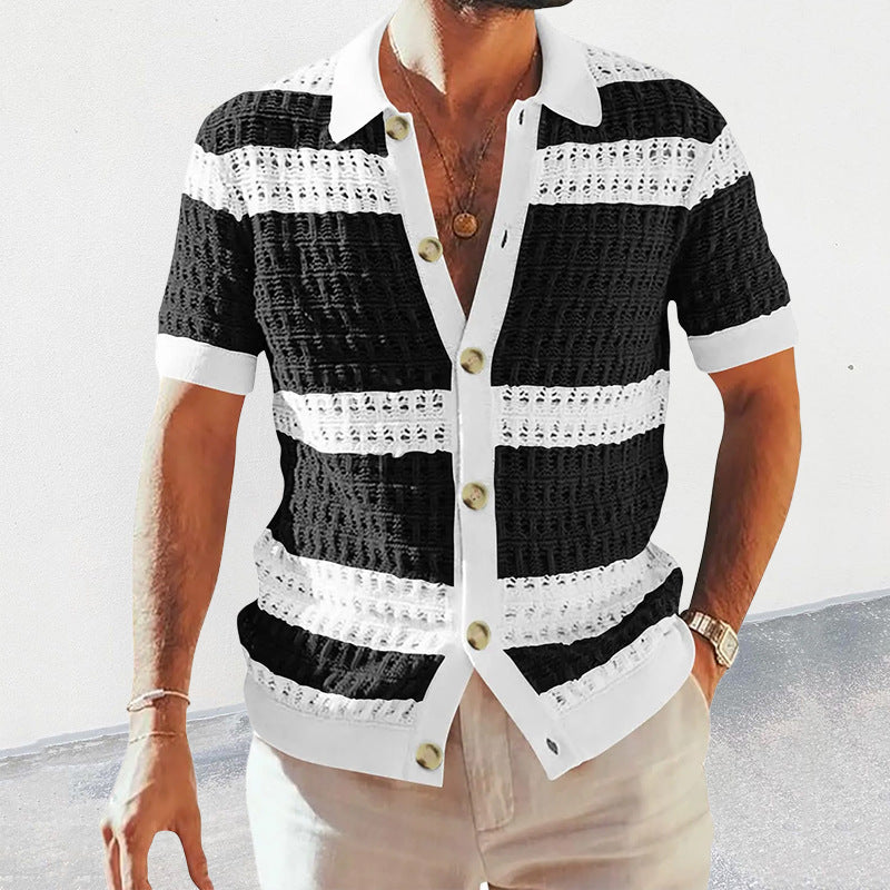 Luxury Breathable Knitted Polo Shirt – Stylish Summer Cardigan for Men