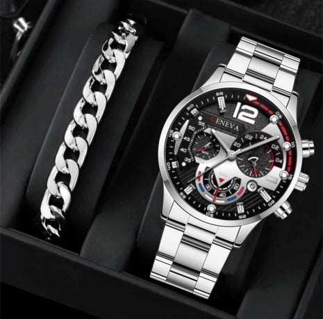 EliteSteel Men's Business Quartz Watch Bracelet Set