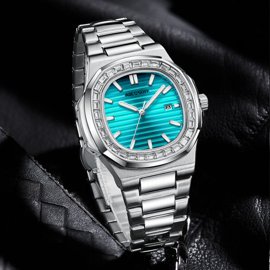 Sophisticated Style: 2024 Men's Fashion Diamond Luminous Quartz Watch