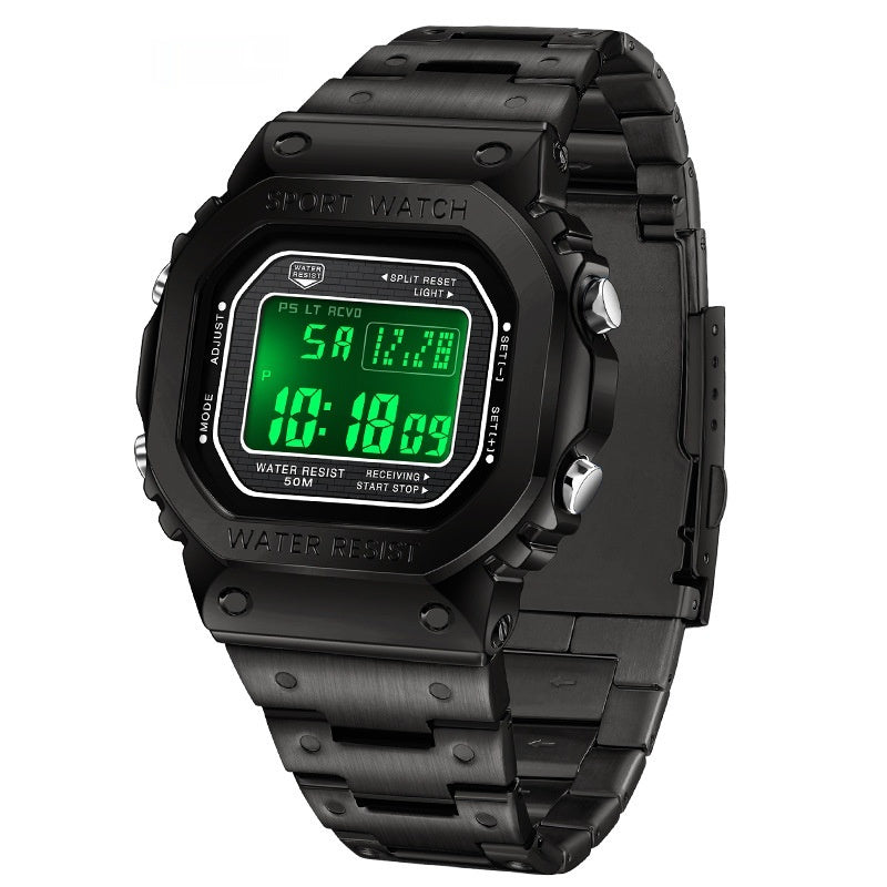 Square Fashion Sport Watch with Alarm Clock and Hand-Lifting Light Function