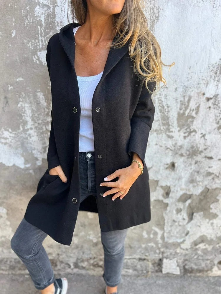 CozyTrend™ - Women's Hooded Single-Breasted Cardigan | Stylish & Lightweight Jacket