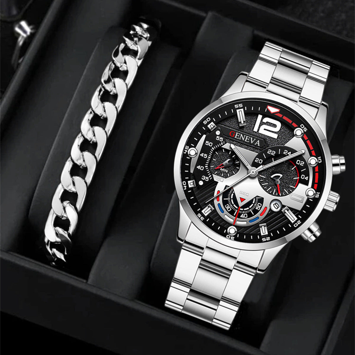 EliteSteel Men's Business Quartz Watch Bracelet Set