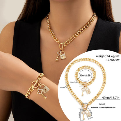 GlamLock™ Bold Chain Necklace & Bracelet Set – Chic & Trendy Jewelry