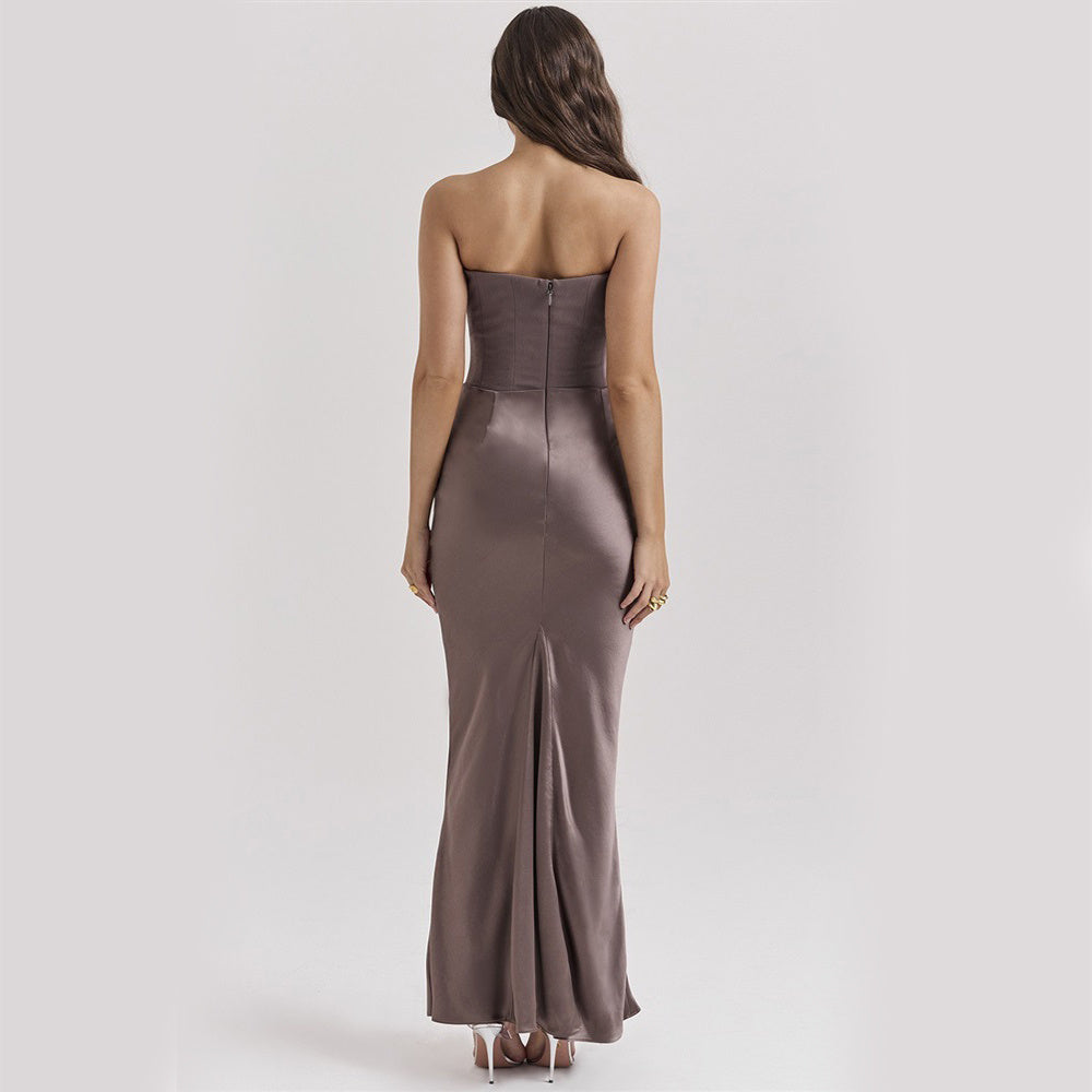 GlamourFit™ Elegant Tube Top Evening Gown – Sexy, Sleek & Sophisticated