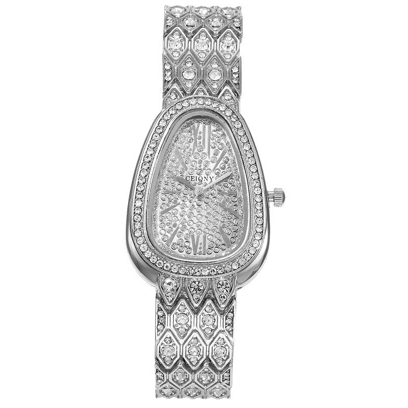 Diamond-Studded Steel Chain Fashion Watch