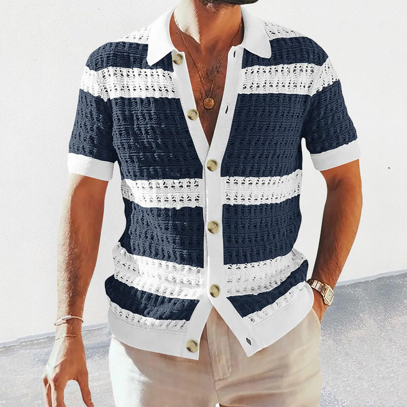 Luxury Breathable Knitted Polo Shirt – Stylish Summer Cardigan for Men