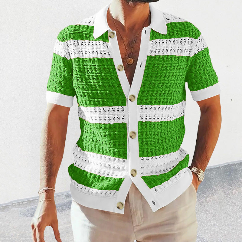 Luxury Breathable Knitted Polo Shirt – Stylish Summer Cardigan for Men