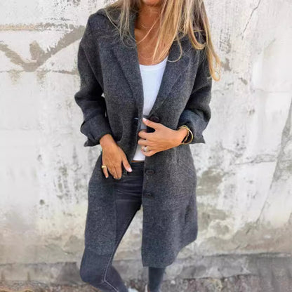 ChicLayer™ - Women's Lapel Single-Breasted Cardigan | Elegant Mid-Length Coat