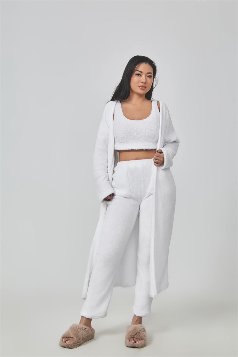 Cozy 3-Piece Lounge Pajama Set – Fluffy & Stylish Winter Wear